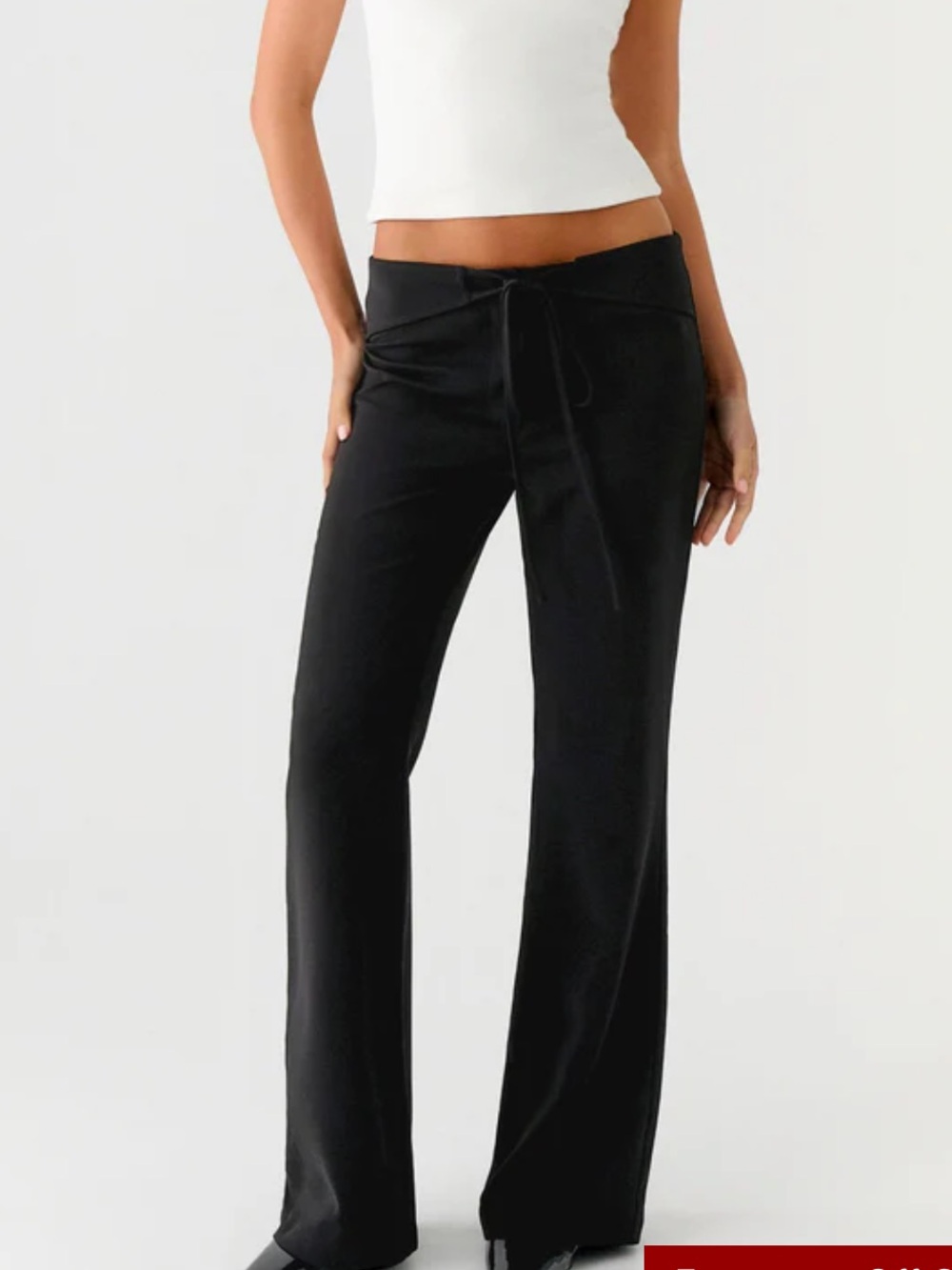 Peppermayo Black Wide-Leg Drawstring Pants